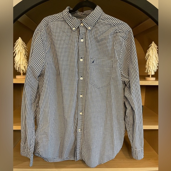 Nautica Other - Nautica Men's Navy and White Gingham Button-Down Shirt Size XL